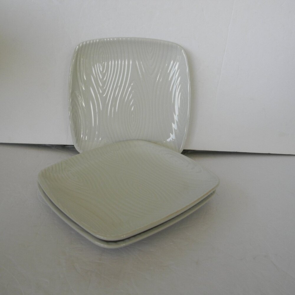 NOB Temp-tations Woodland WHITE SET OF 3 SALAD SMALL SQUARE PLATES